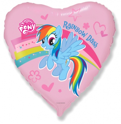 My Little Pony Rainbow 18'' Heart Foil Balloon